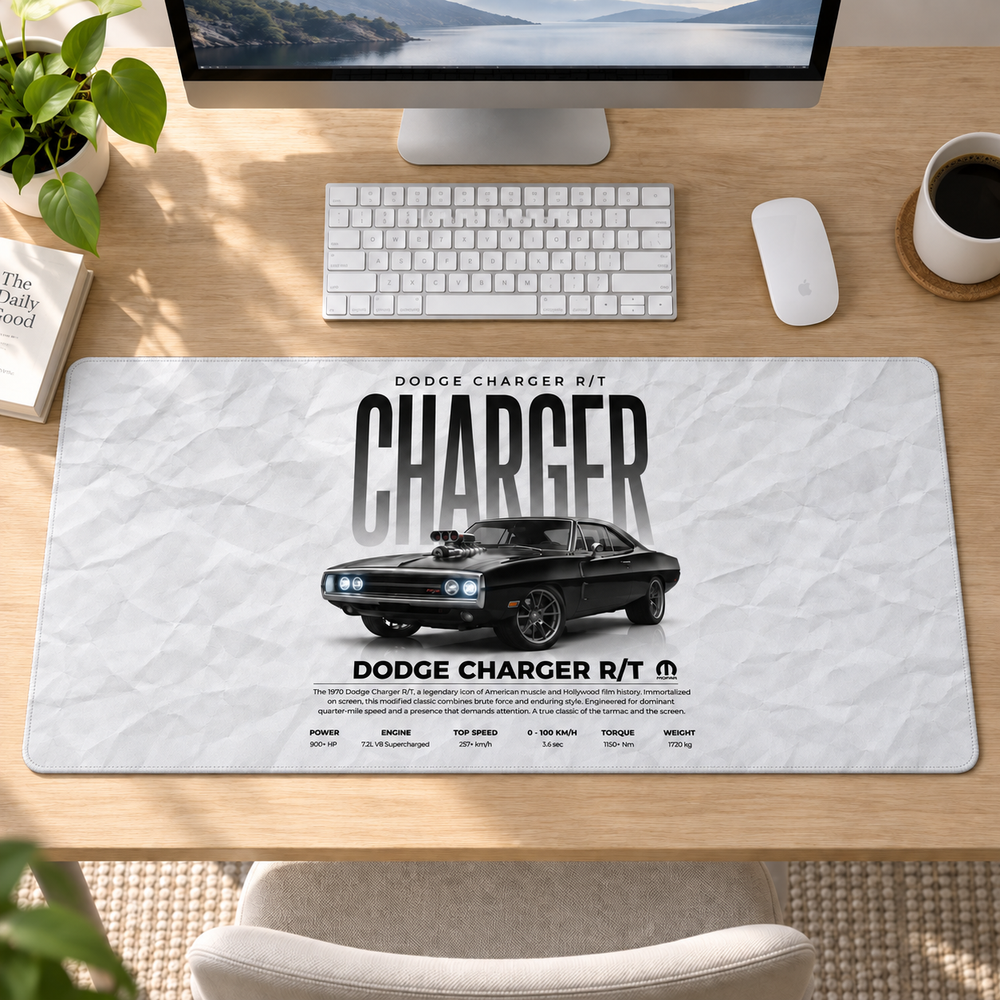 Dodge Charger R/T Beyaz Teknik Tasarım Mouse Pad - Y1005