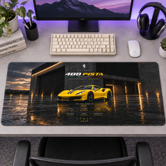 Ferrari 488 Pista Sarı Gece Mouse Pad - Y1024