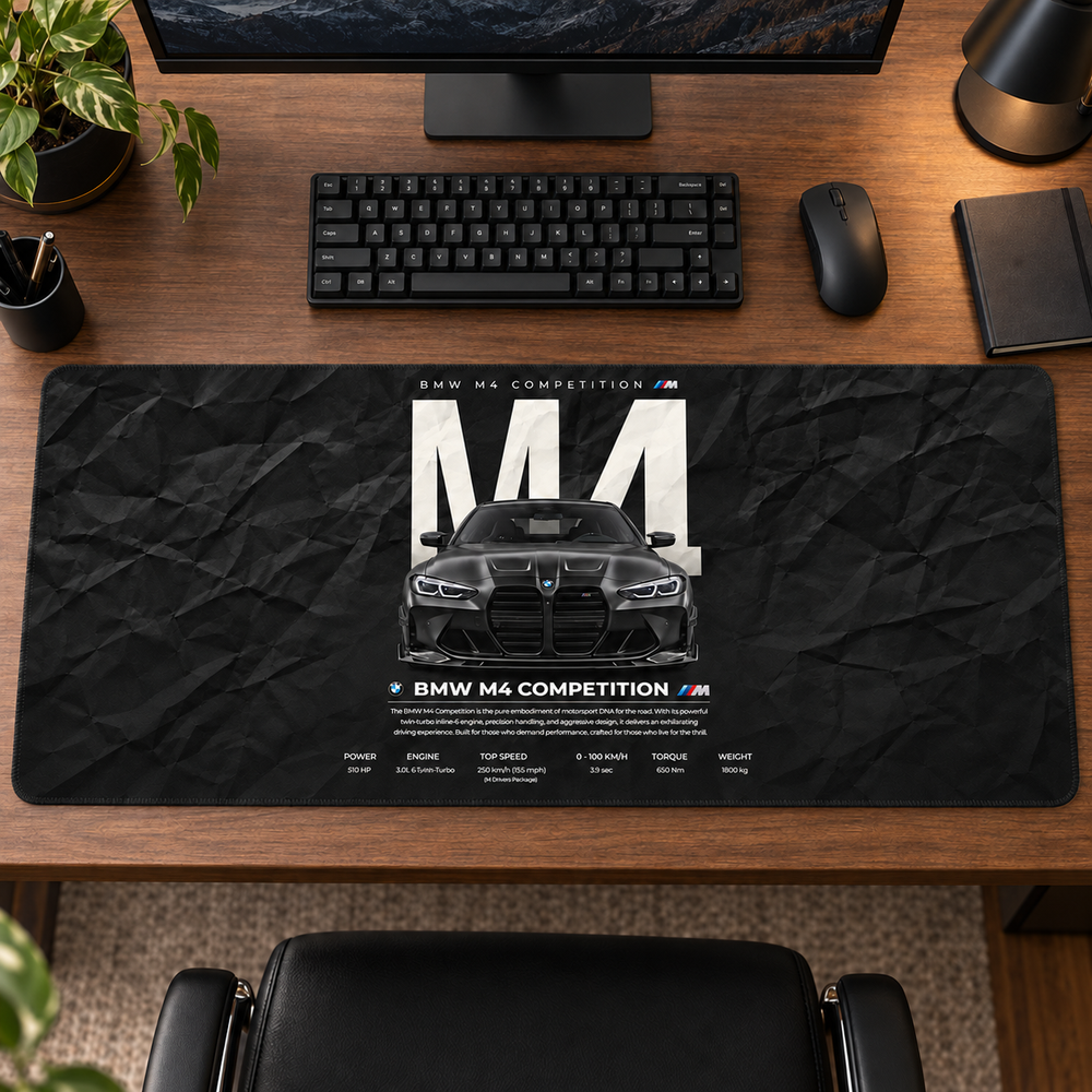BMW M4 Competition Siyah Teknik Tasarım Mouse Pad - Y1042