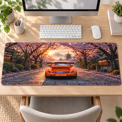Turuncu Spor Otomobil Sakura Yolu Mouse Pad - Y1050