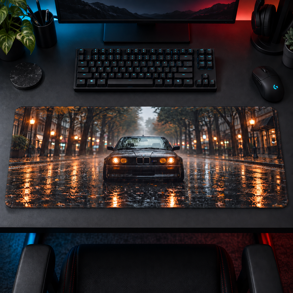 Klasik Otomobil Yağmurlu Bulvar Mouse Pad - Y1051