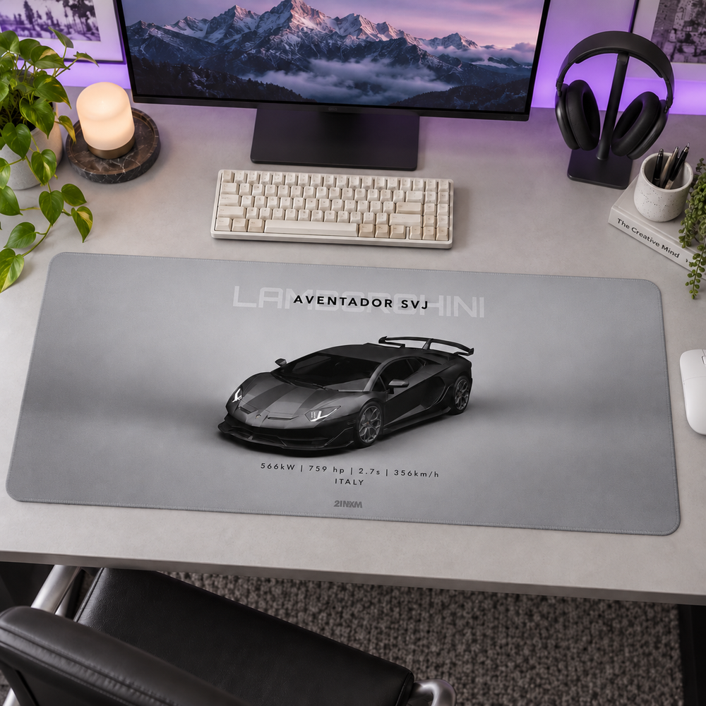 Lamborghini Aventador SVJ Gri Minimal Mouse Pad - Y1084