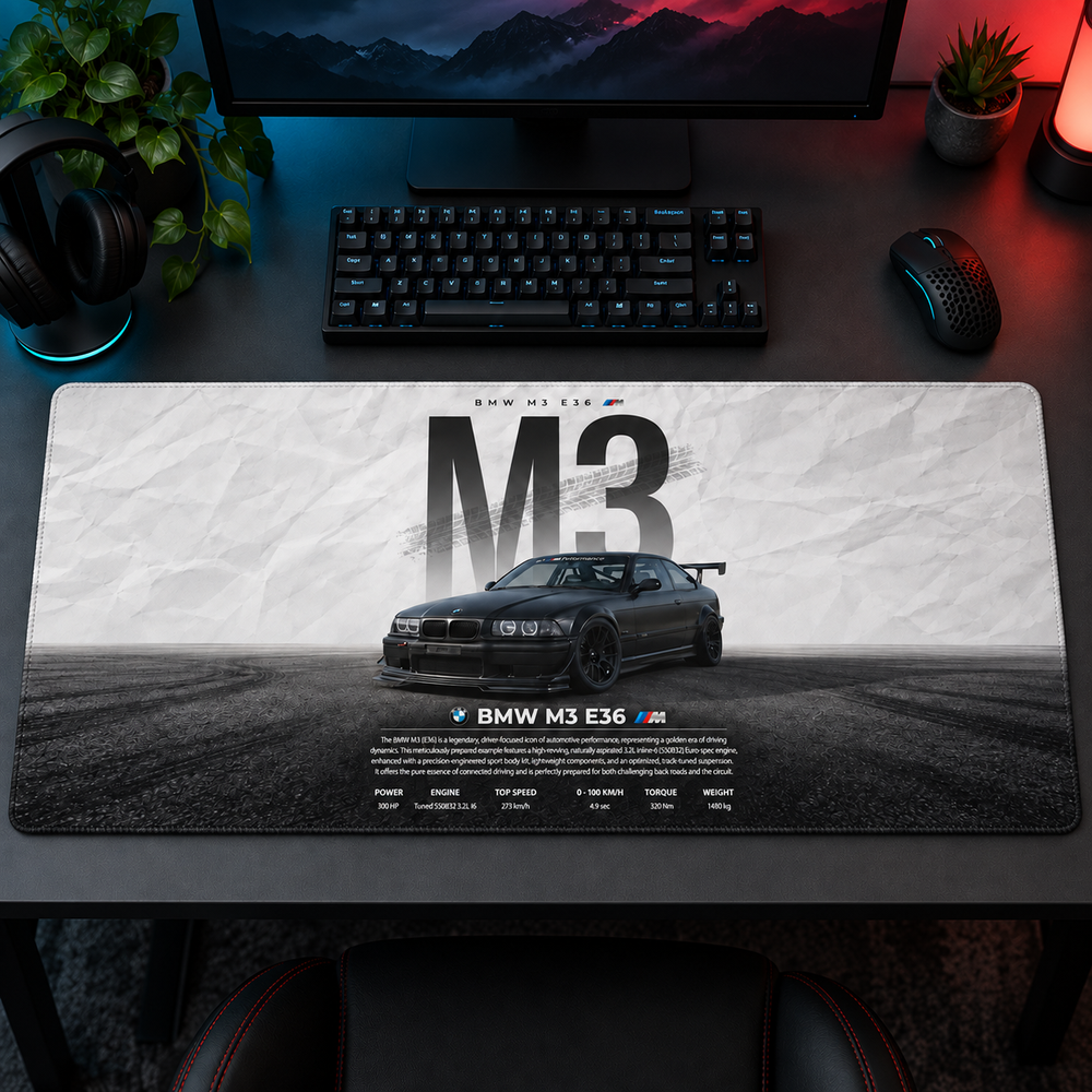 BMW M3 Beyaz Teknik Afiş Mouse Pad - Y1131