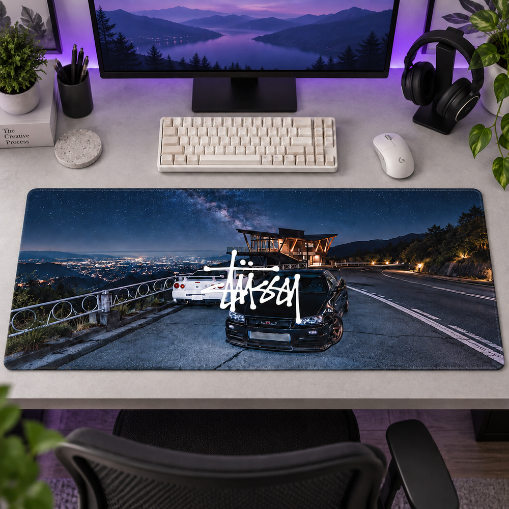 Gece Yolunda Siyah Otomobil Mouse Pad - Y1259