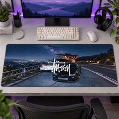 Gece Yolunda Siyah Otomobil Mouse Pad - Y1259