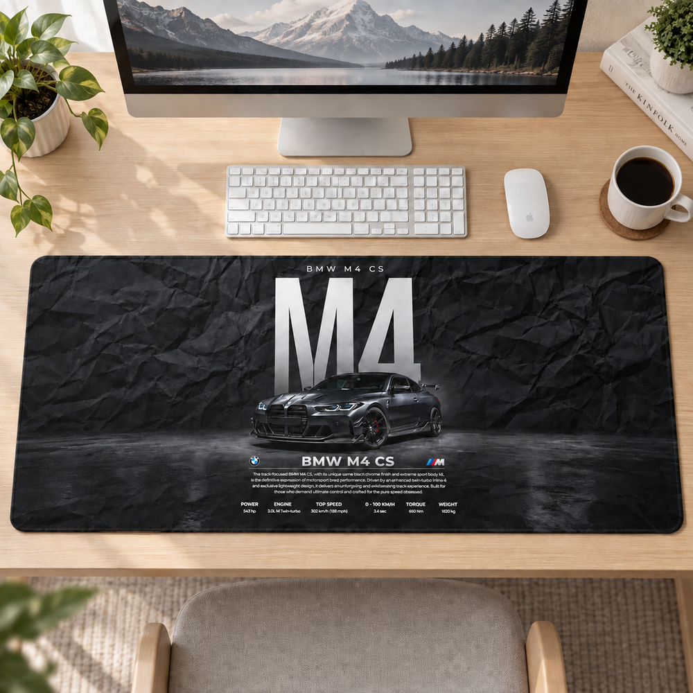 BMW M4 CS Siyah Teknik Afiş Mouse Pad - Y1260