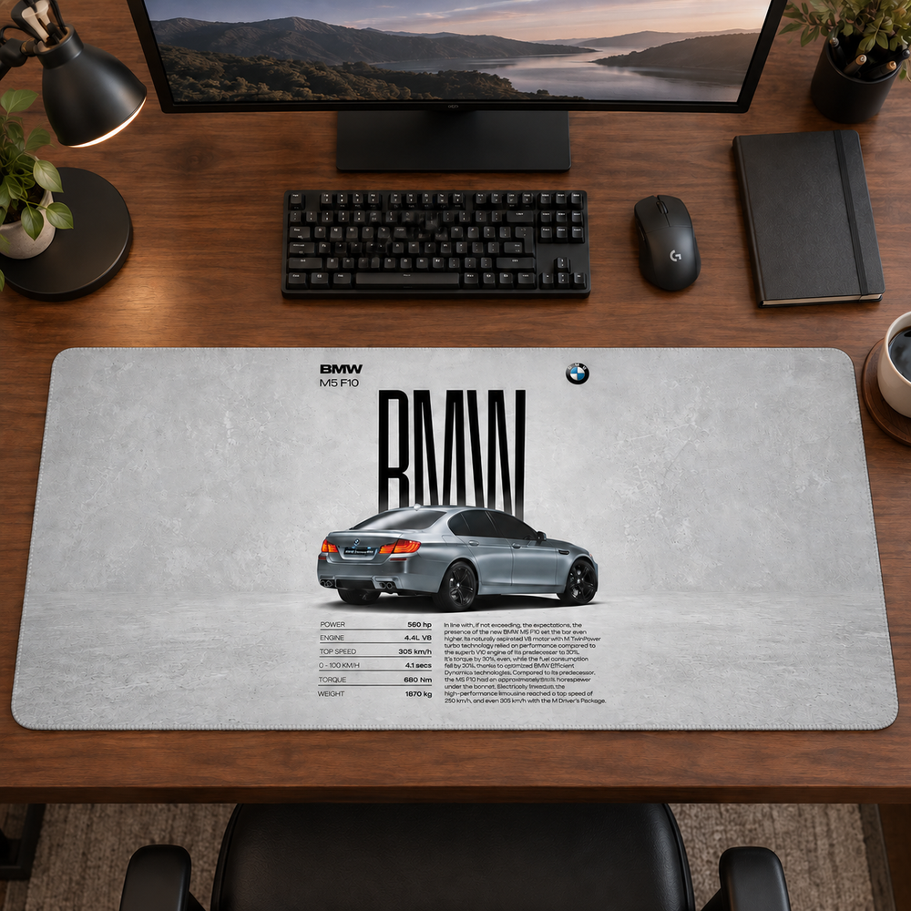 BMW Gri Beyaz Teknik Afiş Mouse Pad - Y1267