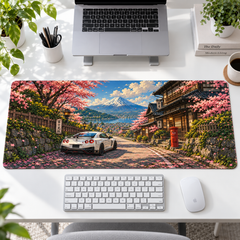 Beyaz Spor Otomobil Sakura Köyü Mouse Pad - Y1318