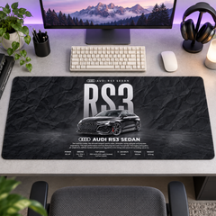 Audi RS3 Sedan Siyah Teknik Afiş Mouse Pad - Y1329