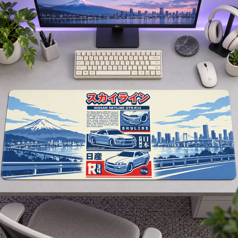 Nissan Skyline Japon Mavi Afiş Mouse Pad - Y1334