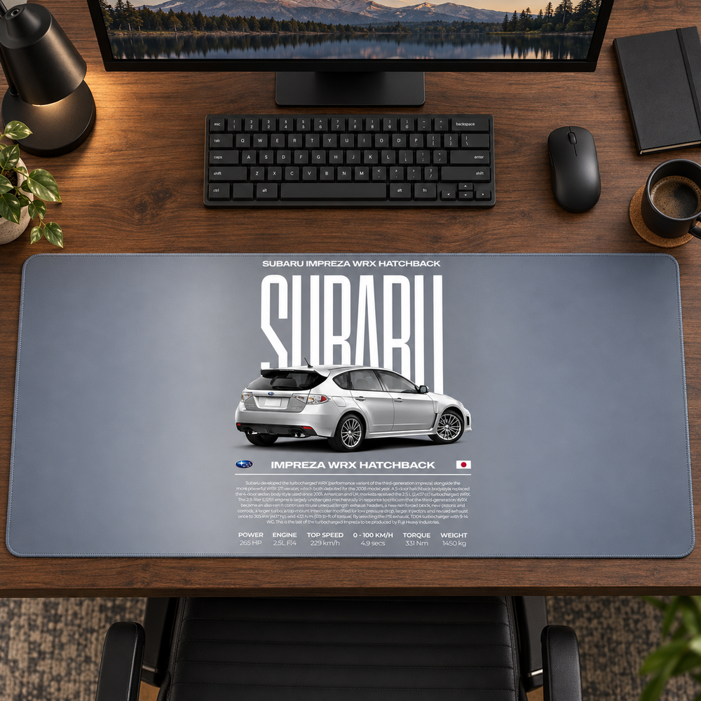 Subaru Beyaz Teknik Afiş Mouse Pad - Y1352