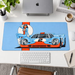 Retro Yarış Otomobili Renkli Çizim Mouse Pad - Y1363