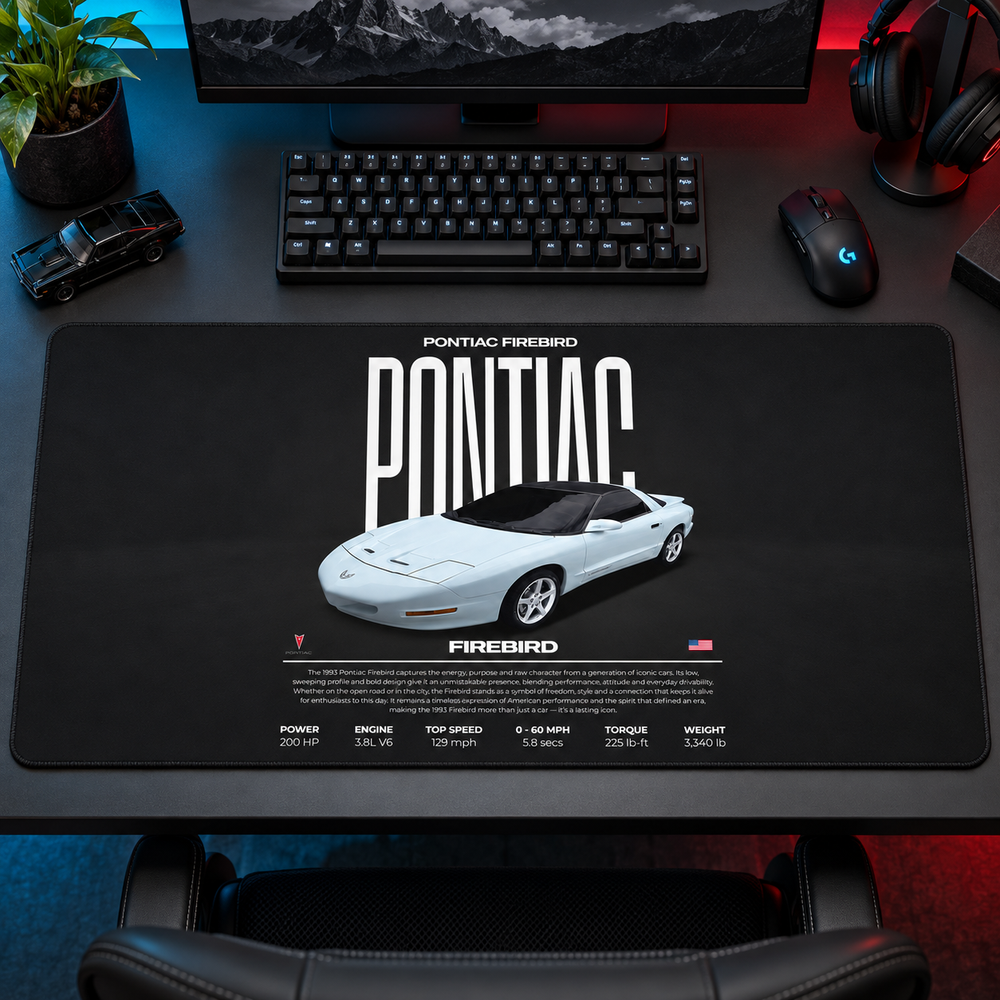 Pontiac Firebird Beyaz Teknik Afiş Mouse Pad - Y1411
