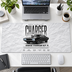 Dodge Charger R/T Beyaz Teknik Afiş Mouse Pad - Y1428
