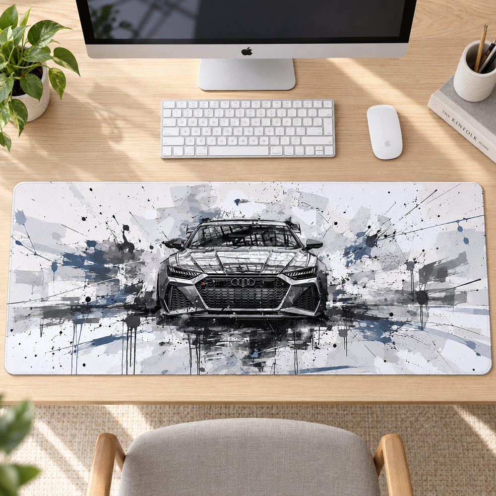 Audi Siyah Beyaz Sulu Boya Mouse Pad - Y1430