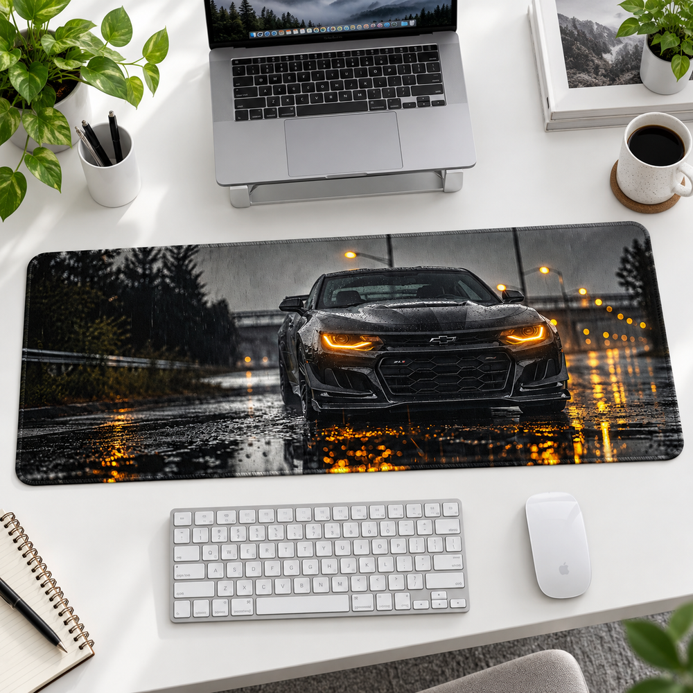 BMW Sarı Farlar Yağmurlu Gece Mouse Pad - Y1433