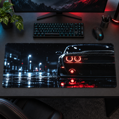 Kırmızı Farlar Yağmurlu Şehir Mouse Pad - Y1436