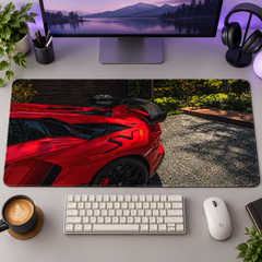 Kırmızı Spor Otomobil Orman Detayı Mouse Pad - Y1454