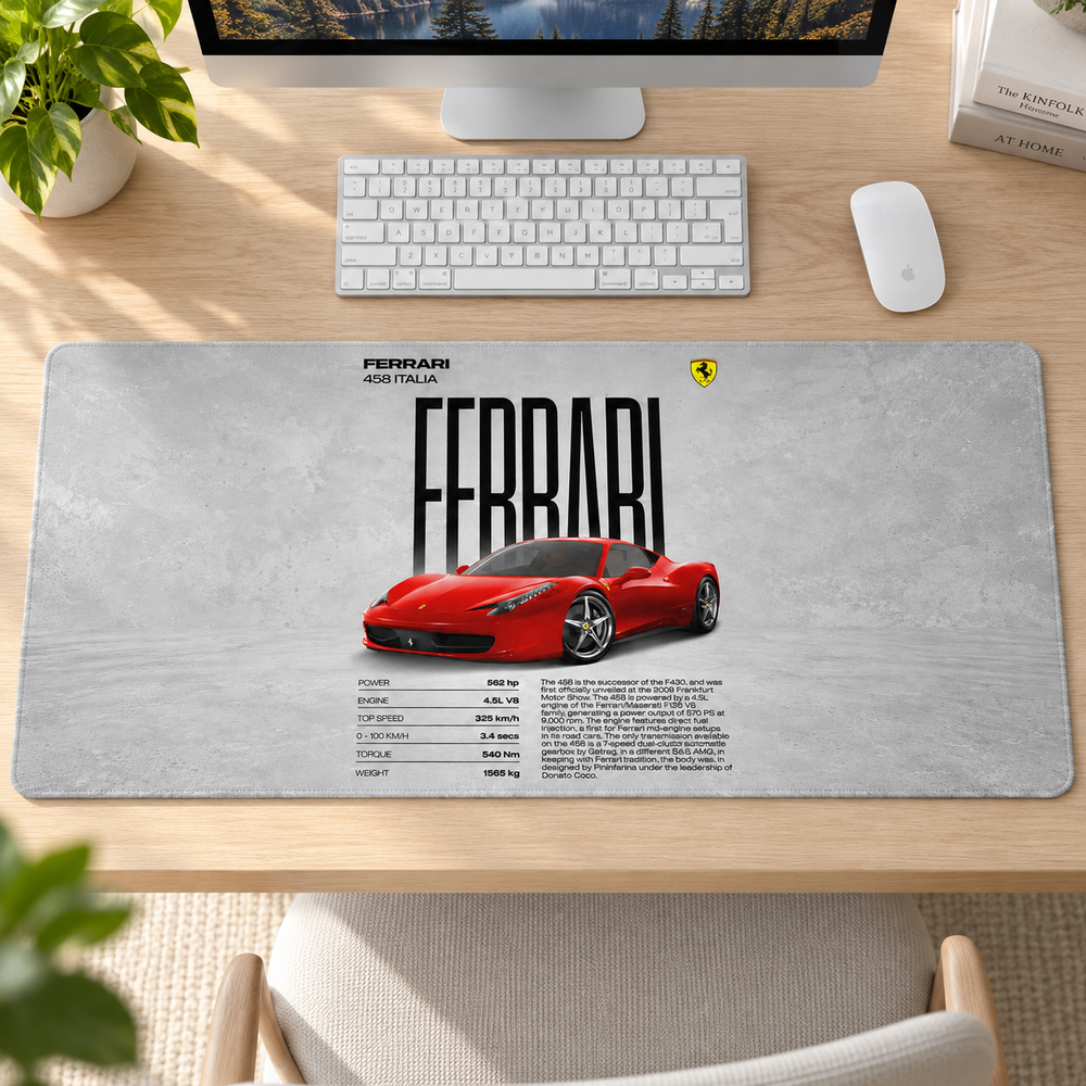Ferrari Kırmızı Beyaz Teknik Afiş Mouse Pad - Y1460