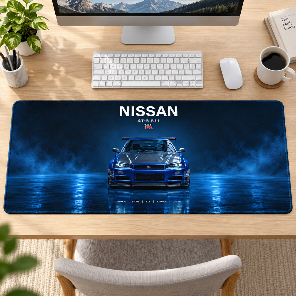 Nissan GT-R Mavi Sisli Stüdyo Mouse Pad - Y1485