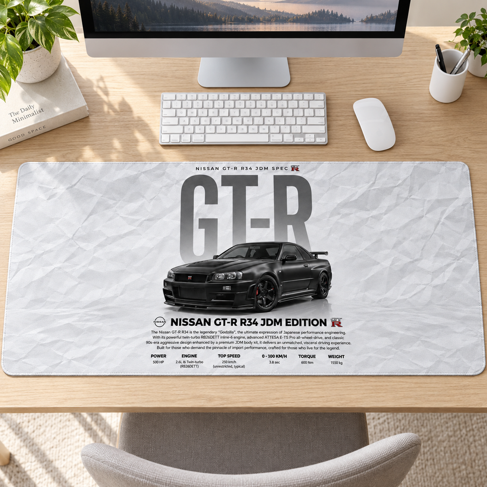 Nissan GT-R R34 Beyaz Afiş Mouse Pad - Y1515