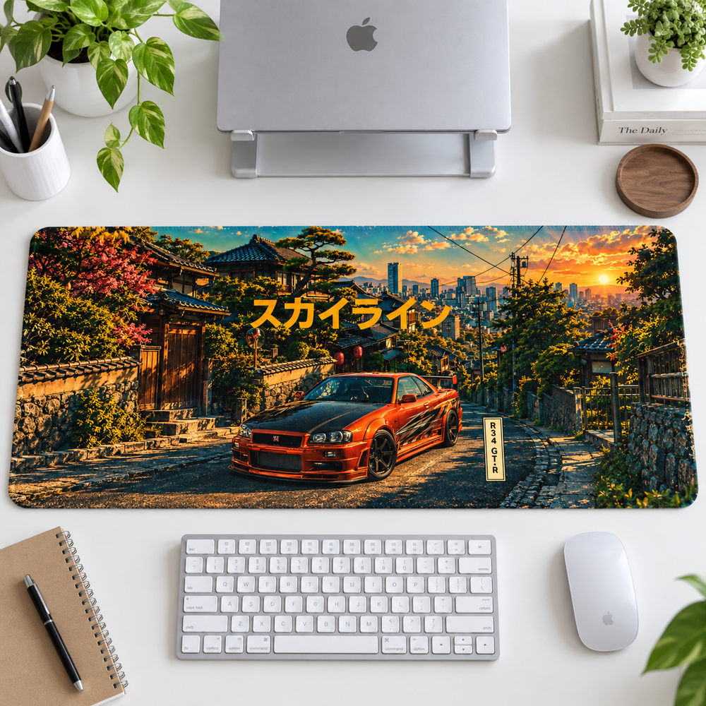 Nissan Skyline Turuncu Japon Bahçesi Mouse Pad - Y1523