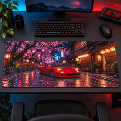Kırmızı Klasik Spor Otomobil Sakura Gecesi Mouse Pad - Y1536
