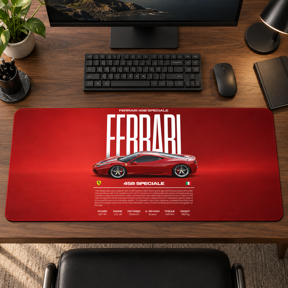 Ferrari 458 Speciale Kırmızı Teknik Tasarım Mouse Pad - Y1537