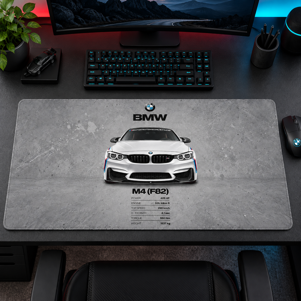 BMW M4 F82 Gri Teknik Afiş Mouse Pad - Y1541