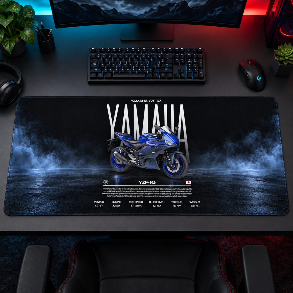 Yamaha Mavi Spor Motosiklet Afişi Mouse Pad - Y1571