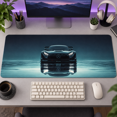 Siyah Spor Otomobil Turkuaz Sis Mouse Pad - Y1574
