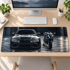 BMW ve Spor Motosiklet Yağmurlu Garaj Mouse Pad - Y1590