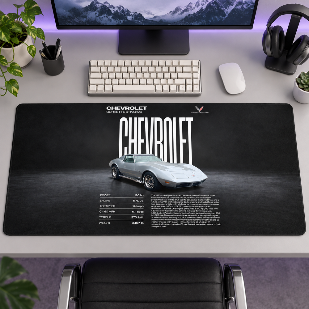 Chevrolet Corvette Klasik Gümüş Afiş Mouse Pad - Y1604