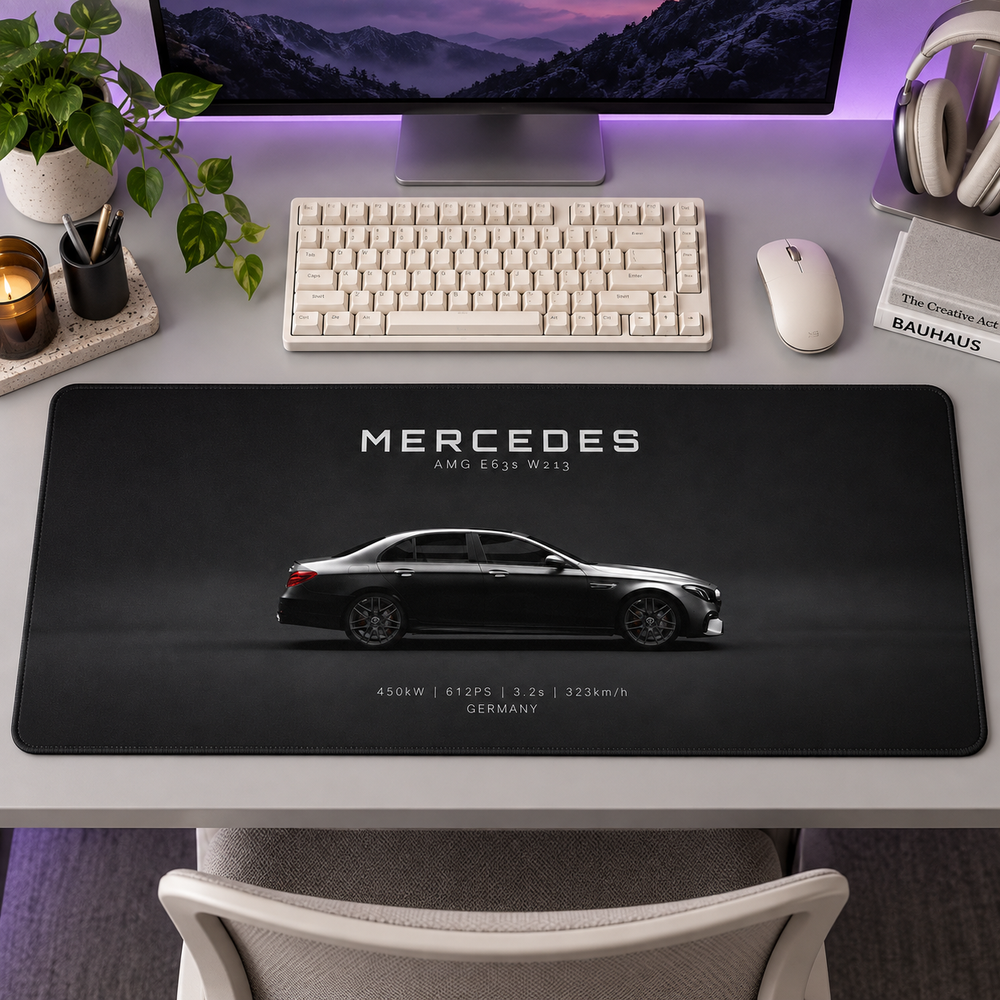 Mercedes Siyah Minimal Yan Profil Mouse Pad - Y1639