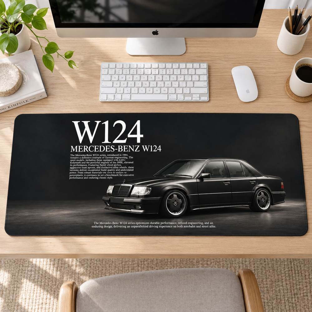 Mercedes-Benz W124 Siyah Teknik Afiş Mouse Pad - Y1645