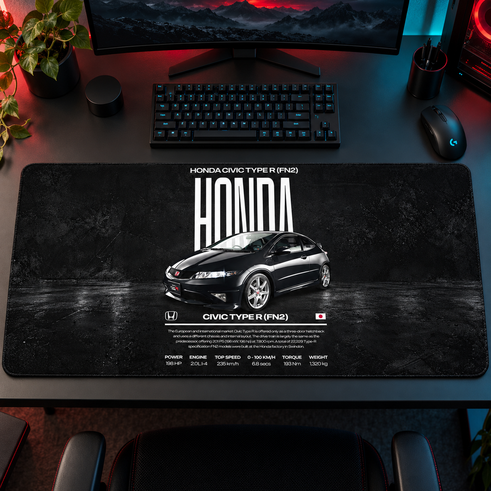 Honda Civic Type R Siyah Teknik Afiş Mouse Pad - Y1646
