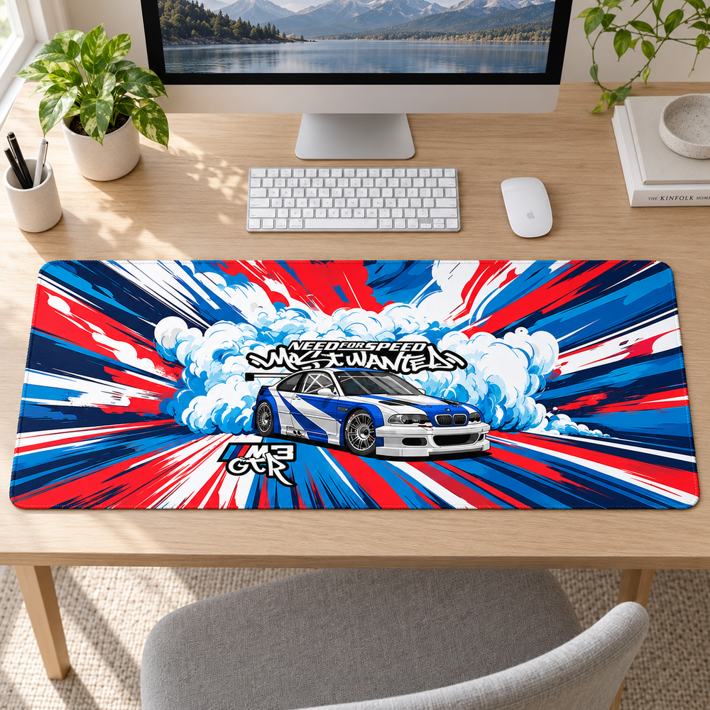 GT-R Mavi Kırmızı Hız Çizimi Mouse Pad - Y1725