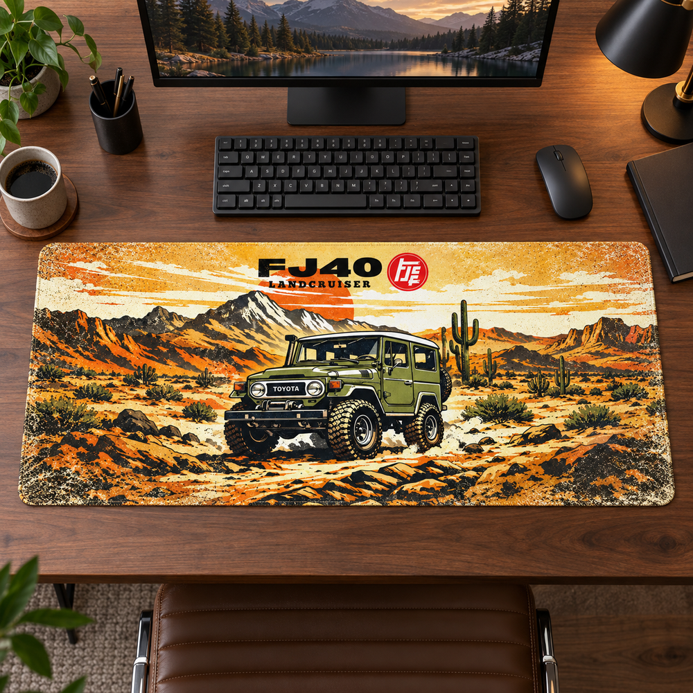 Toyota FJ40 Çöl Macerası Çizimi Mouse Pad - Y1757