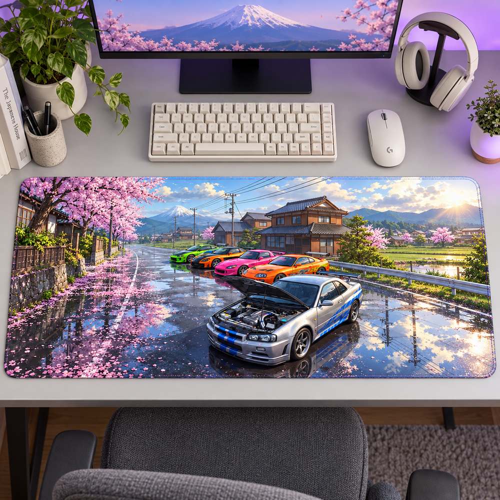 Japon Bahçesinde Otomobil Buluşması Mouse Pad - Y1759