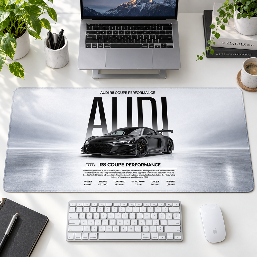 Audi Coupe Performance Beyaz Afiş Mouse Pad - Y1778