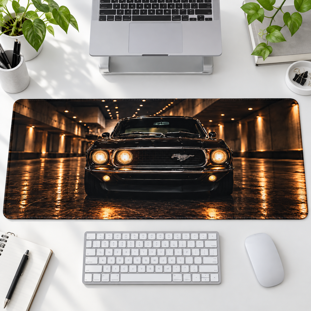 Klasik Otomobil Altın Garaj Işıkları Mouse Pad - Y1783