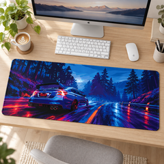 Mavi Orman Yolunda Gece Sürüşü Mouse Pad - Y1785