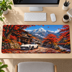 Beyaz Spor Otomobil Japon Dağ Köyü Mouse Pad - Y1825