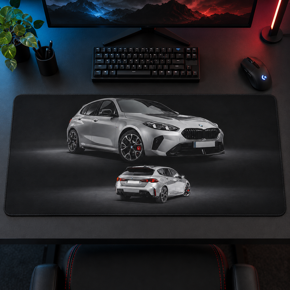Beyaz Spor Hatchback Teknik Kolaj Mouse Pad - Y1841