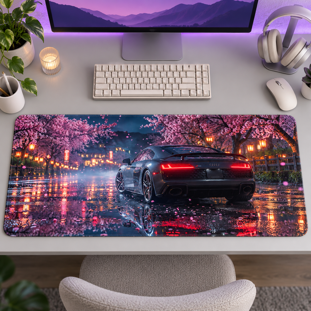 Sakura Gecesinde Siyah Amerikan Coupe Mouse Pad - Y1844