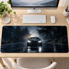 Orman Gecesinde Beyaz Farlar Mouse Pad - Y1870