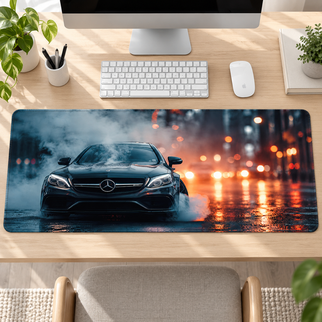 Mercedes Yağmurlu Şehir Işıkları Mouse Pad - Y1905