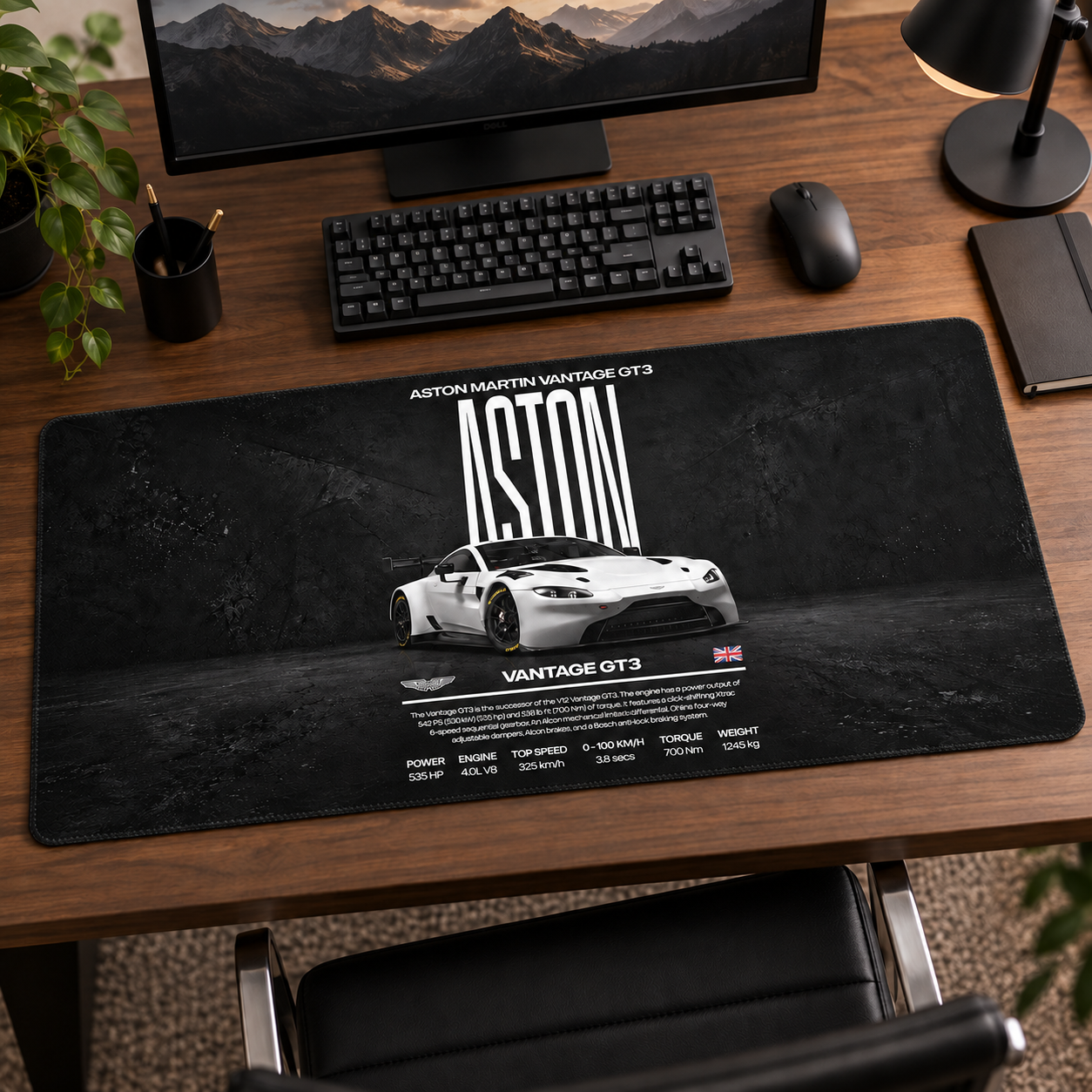 Aston Martin Vantage GT3 Siyah Beyaz Mouse Pad