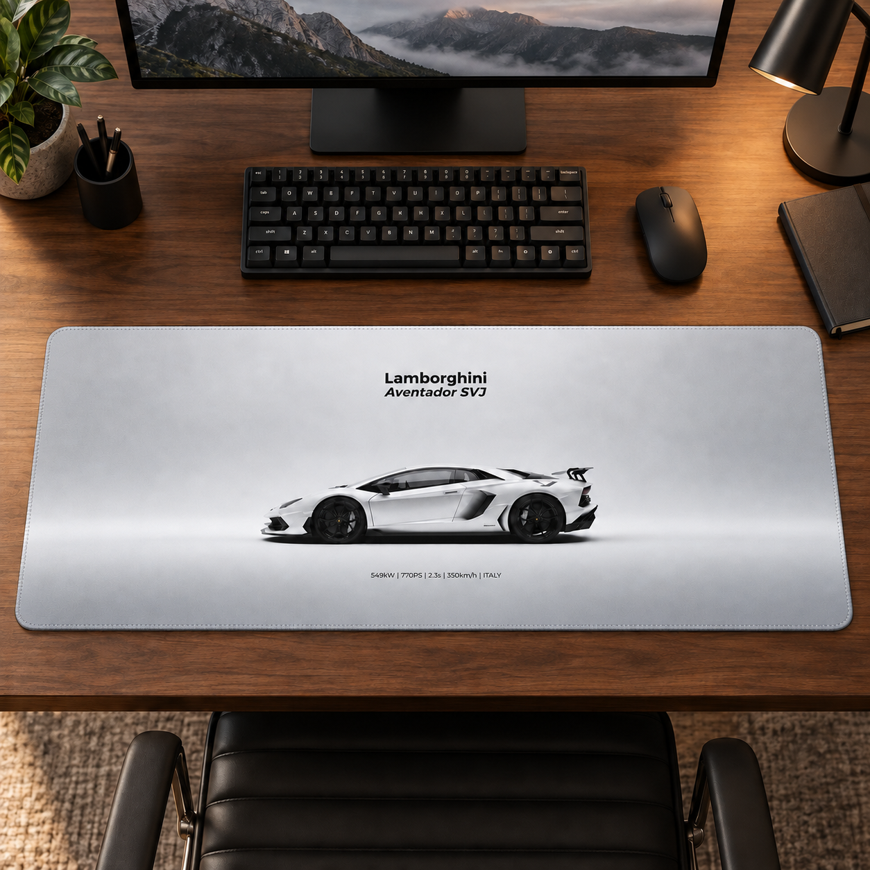 Lamborghini Aventador SVJ Beyaz Siluet Mouse Pad - Y1007