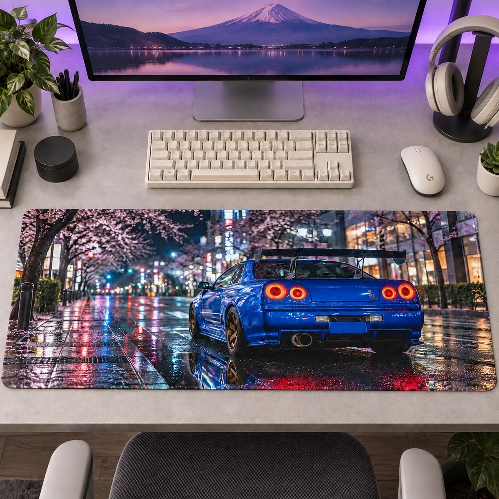 Nissan Skyline Mavi Sakura Gecesi Mouse Pad - Y1009